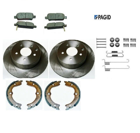 NISSAN QASHQAI J10 X-TRAIL REAR BRAKE DISCS & PADS + SHOES & FITTING KIT PAGID