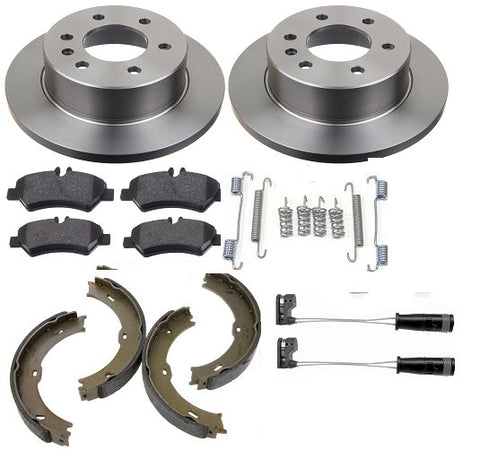 MERCEDES VITO W639 REAR BRAKE DISCS AND PADS + SENSOR HANDBRAKE SHOES KIT